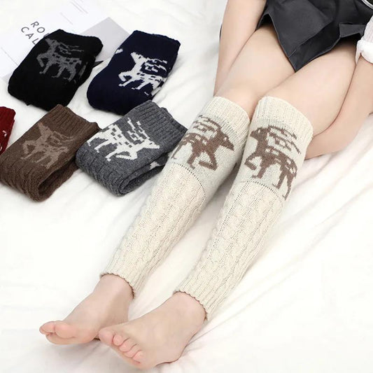 Wool Warm Thickening Pile of Stockings Long Socks Protection Leg Knee Protection Joint Old Cold Leg Autumn and Winter Female Elk