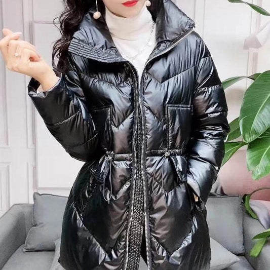 Waterproof Disposable Bright Face Down Padded Jacket Women's Winter Wear Waist Short Slim Slimming Coat