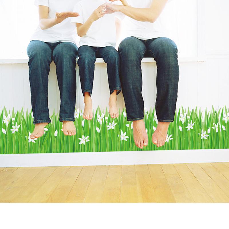 Sayuri grass skirting line bathroom kitchen porch door and window wall sticker grasscloth wallpaper