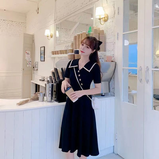 Summer Plus Size Dress Women's Waist Cover Belly French Korean Style Solid Color Midi Skirt