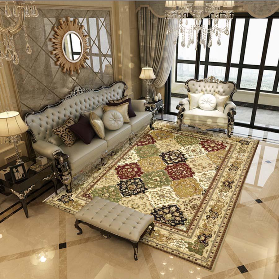 European Graceful Floral Printed Carpets For Bedroom Living Room Kitchen Bedside Rugs Large Size