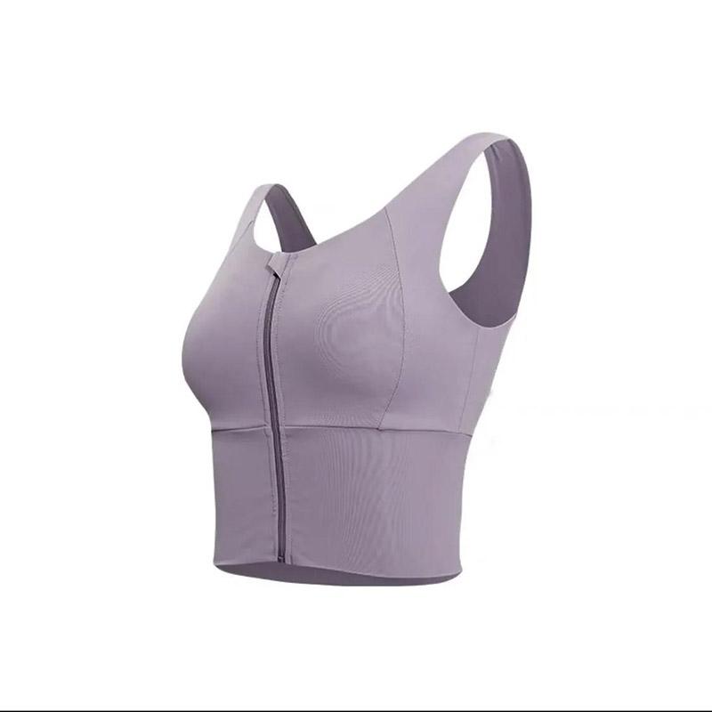 Women Front Zip Sports Bra Push Up High Impact Wireless Padded Tank Top for Running Fitness Workout