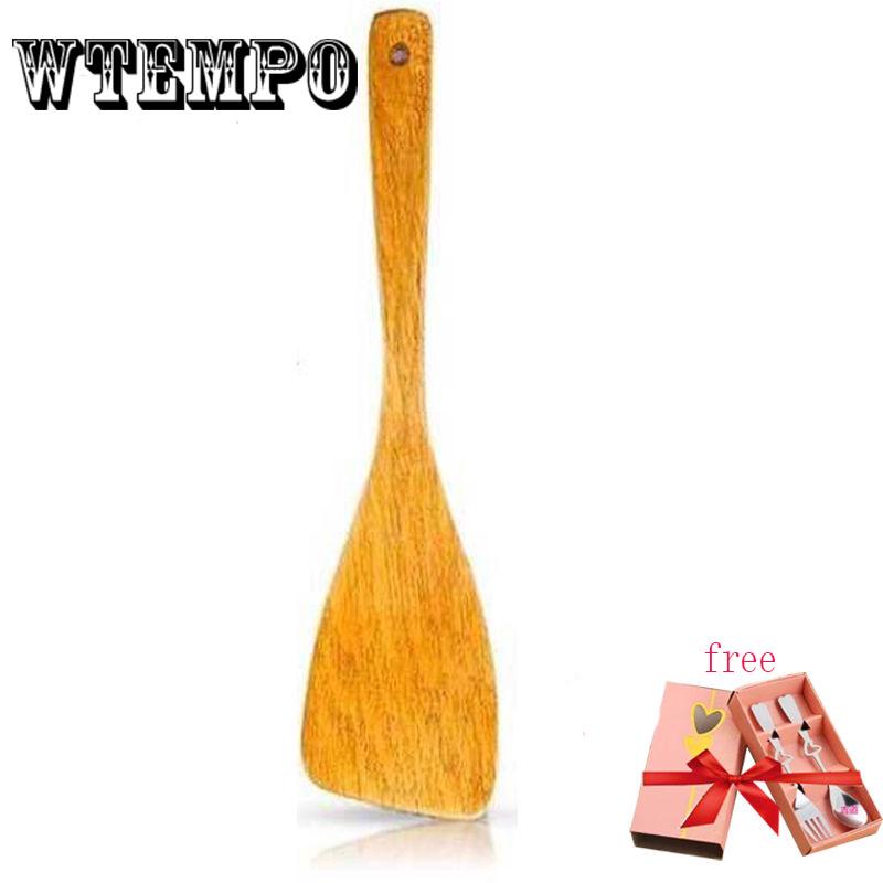 Wooden Turner Wooden Long Handle Slotted Spatula Shovel Spoon Mixed Holder