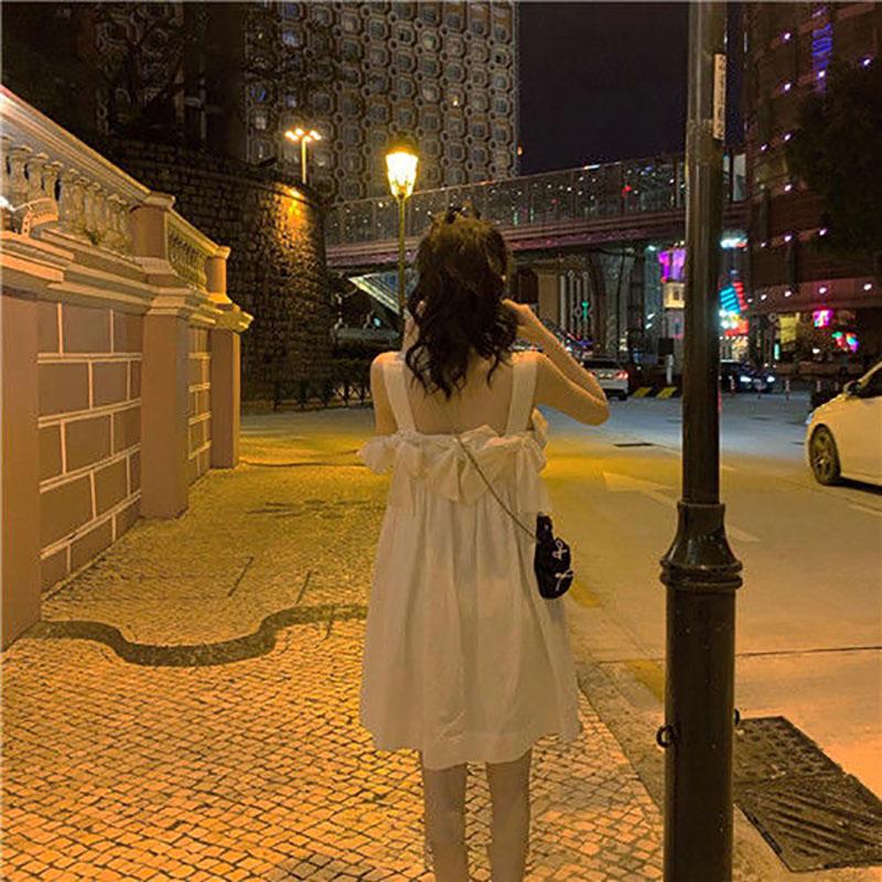 The Skirt Is Super Fairy and Thin Summer Bowknot Suspender Dress Lace Princess Dress