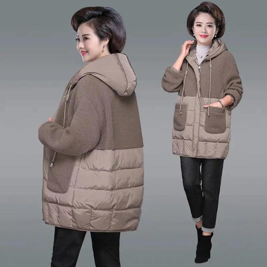 Down Padded Jacket Women Fall Winter Jacket Mid-length Padded Coat Large Size Middle-aged Thick Padded Jacket
