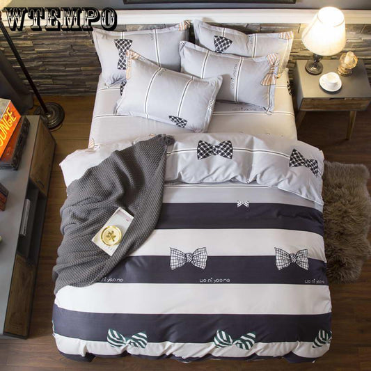 Black And White Stripes Bedding Sets Geometry Soft Bed Sheet Pillowcase &Duvet Cover Se