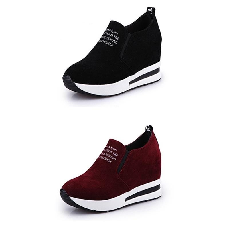 Ladies Leisure Platform Hidden Wedge Heels Slip on Sneakers Shoes