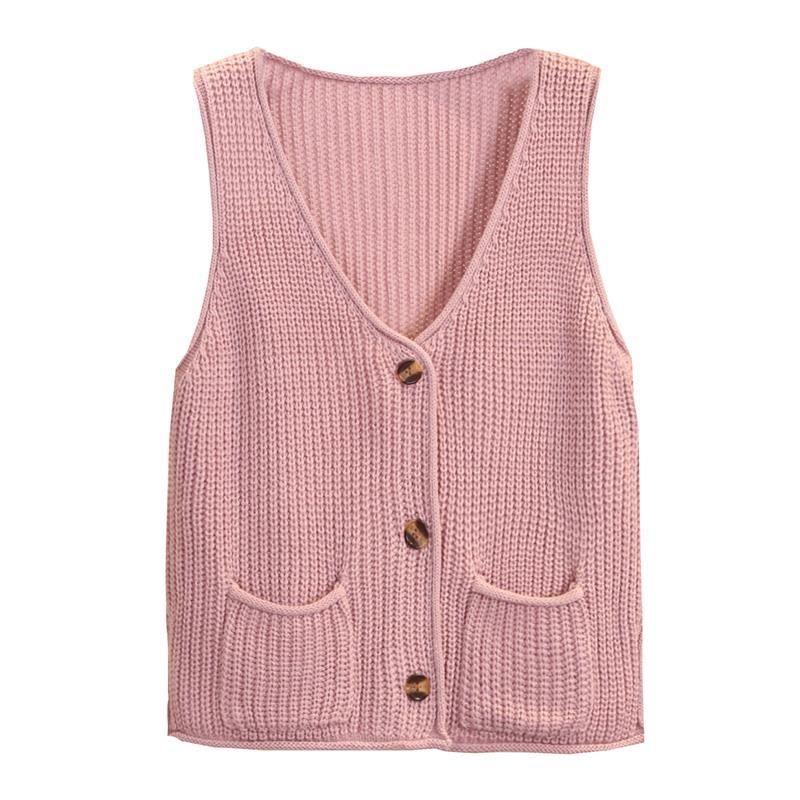 V-neck Waistcoat Fashion Vest Spring and Autumn Loose Knit Cardigan All-match Short Fashion Top