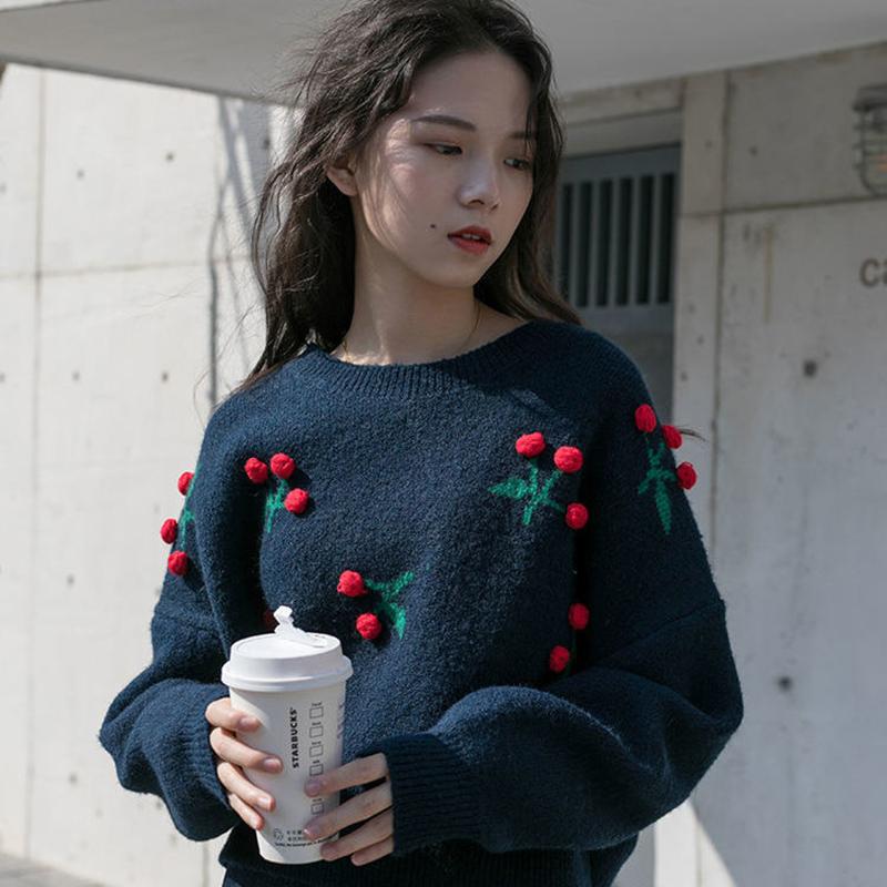Autumn Winter Women Fashion Sweater Casual Knitting Sweater Round Neck Pullovers Loose Casual Long Sleeve Sweater