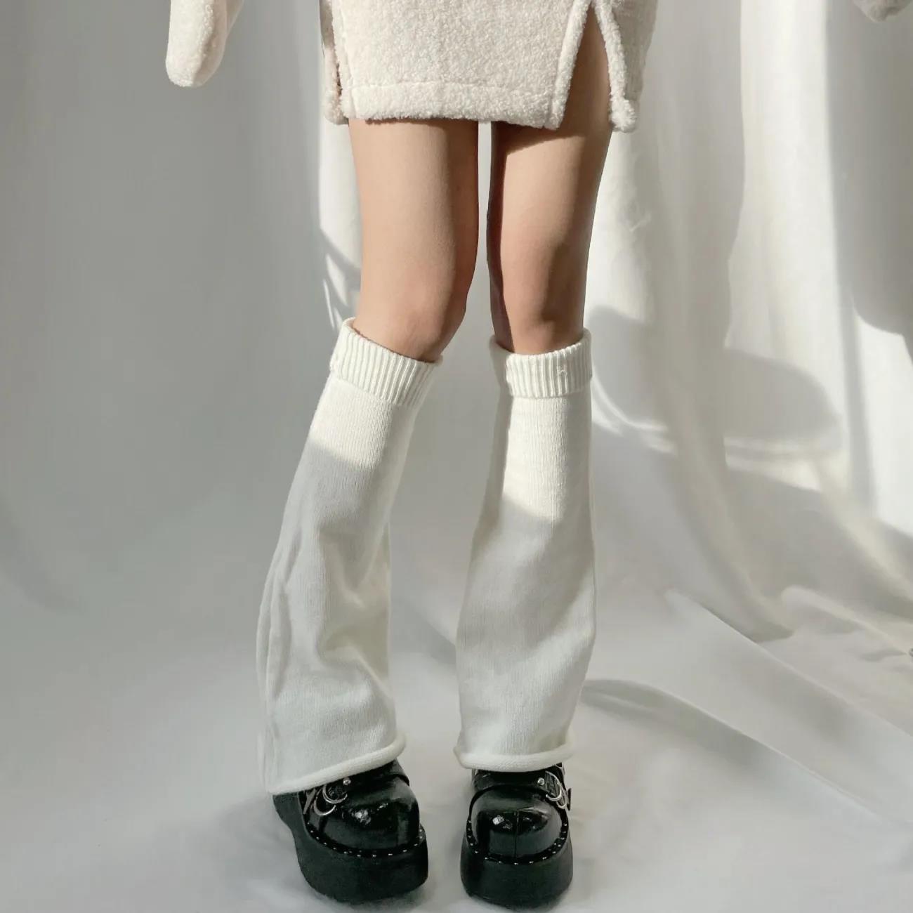 Autumn and Winter Warmth Color Slim Horn Wide-legs Millennium JK Wool Knee Pads Warm Thin Leg Legs Set Sock Set
