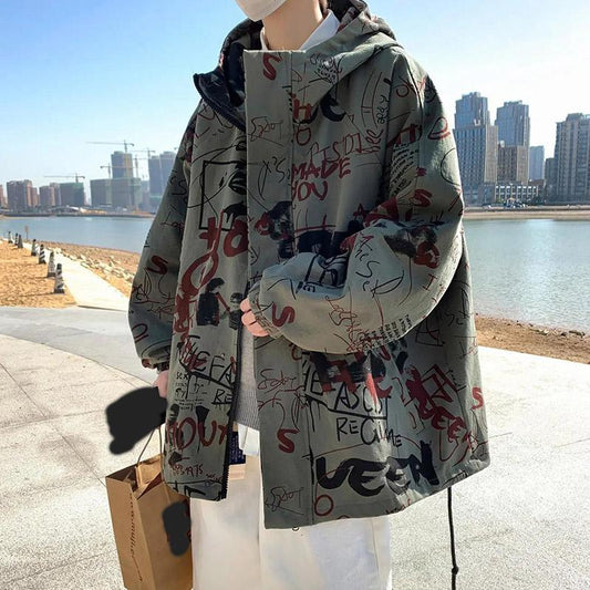 Workwear Jacket Men's Spring and Autumn Trend Retro Loose Jacket Handsome Gown Casual Top