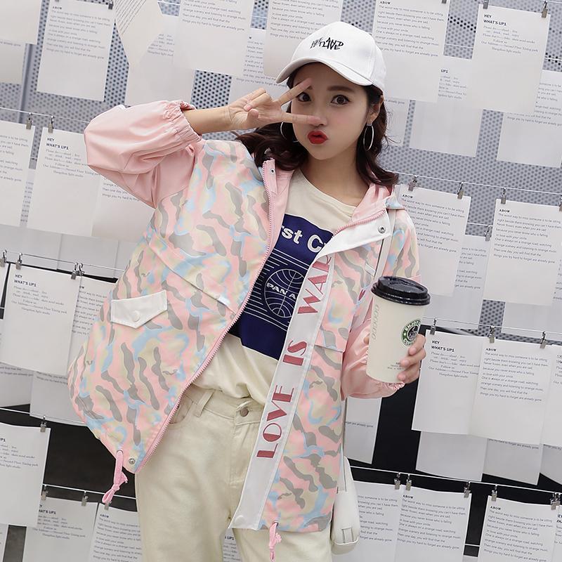 2019 Spring Autumn Casual Women Pleated Zipper Hooded Short Windbreaker Female Loose Plus Size Coat