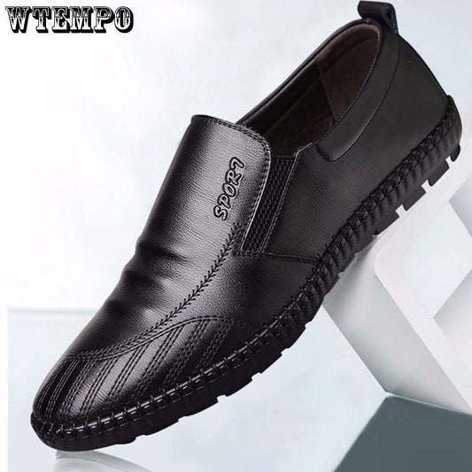 Fashion Men Genuine Leather Shoes Lace Up Casual Footwear Men Soft Flat Base Shoes