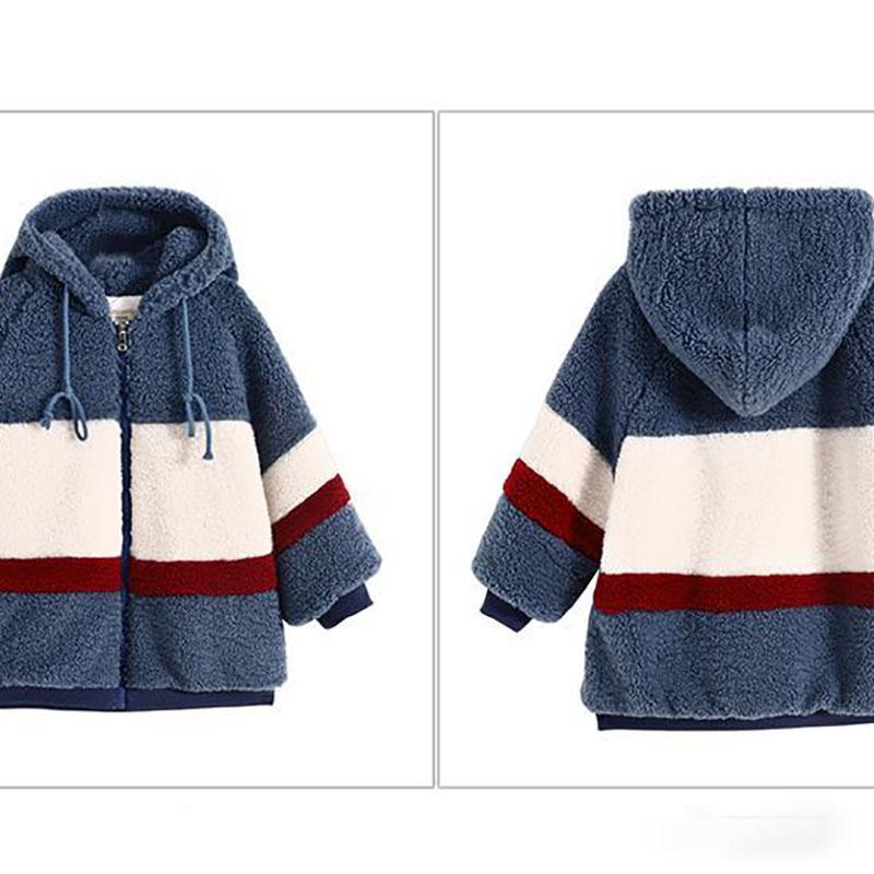Girls Quilted Jacket Korean Girl Children's Clothing Plus Velvet Thick Windproof Warmth Hooded Winter Clothing