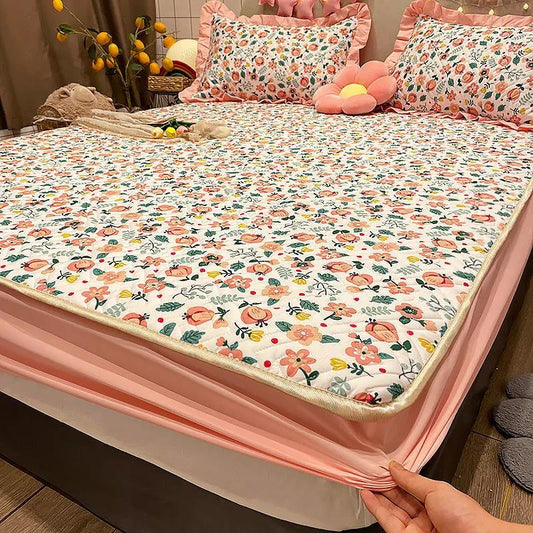 Cotton Bed Three-piece Clamp Cotton Bed Can Be Cleaned Protective Cover Anti-slip Fixed All-inclusive Dust-proof Cover Grasmur Field Wind