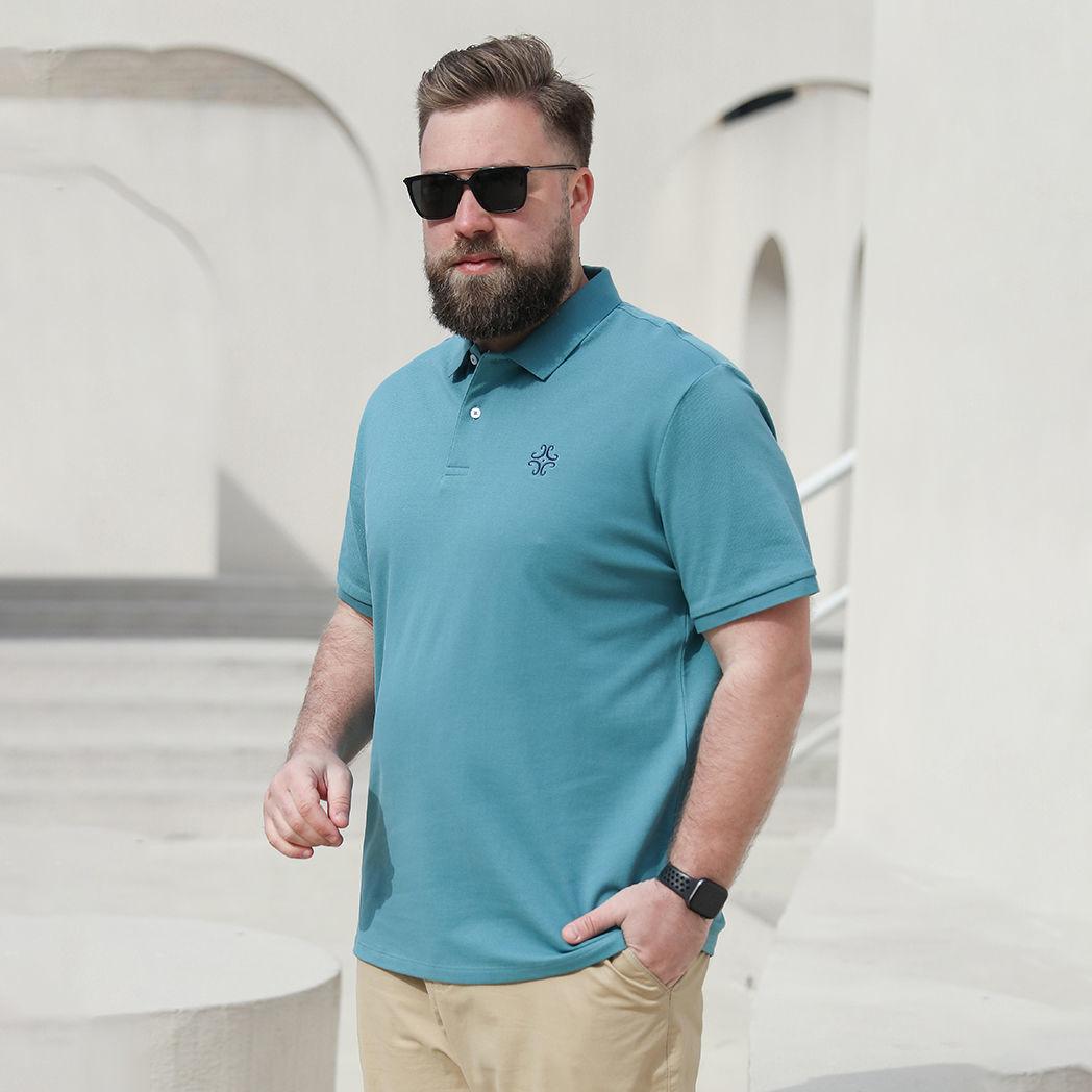 Extra Large Size Men's Plus Fat Plus Size Business Casual Short-sleeved Men's Shirt Summer Fat Lapel T-shirt