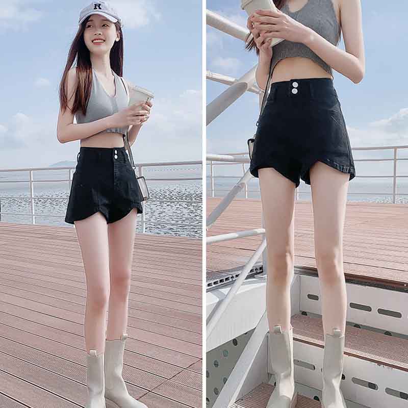 High Waist Denim Shorts Women's Thin Cotton Fashion Loose Summer Wide Leg Pants