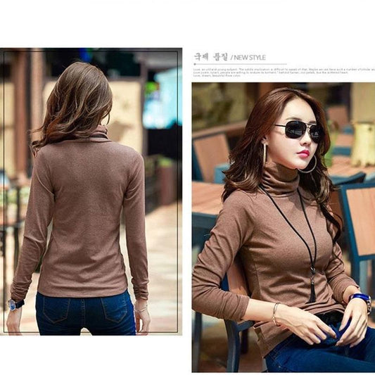 Women sweater wool soft warm Korean knitwear Turtleneck Pullover Sweater Bodycon Basic Thick jumper