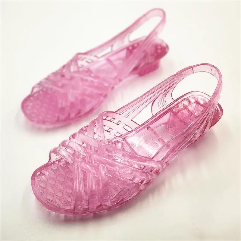 Jelly Shoes Women Summer Soft-soled Beach Shoes Non-slip Thick-soled Pregnant Women Slippers Rain Boots Sandals Hole Shoes
