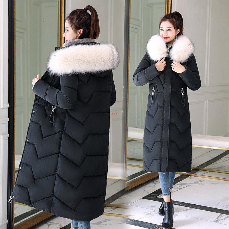 Winter Big Fur Collar Mid-length Padded Jacket Plus Size Slim Padded Jacket Fashionable Over-the-knee Female Down Padded Jacket