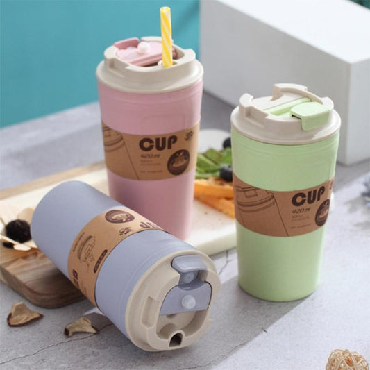 420ml Portable Practical Reusable Bamboo Fiber Coffee Cups Eco Friendly Non-slip Solid Travel Car Mugs Useful Outdoor