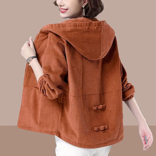 Women's Corduroy Jacket Spring and Autumn 2021 Loose Large Size Short Jacket Jacket Casual Sweater Women