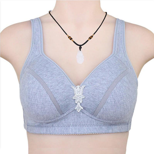 Color Cotton Thin Vest Bra Simple and Comfortable No Steel Ring Back Buckle Large Size Gather Beautiful Back Adjustment Type Comfortable Bra