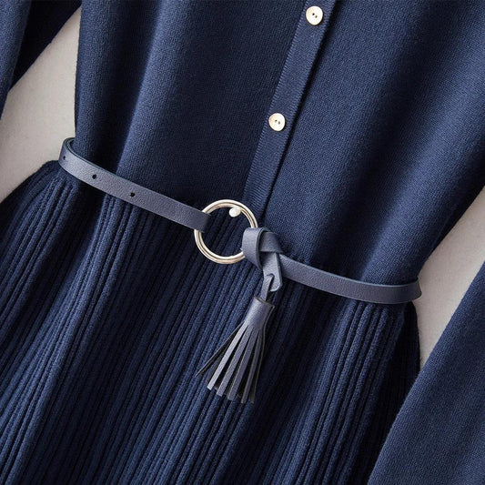 2021 Spring and Autumn New Products Women's Simple and Fashionable Large Size Single-breasted Decorative A-line Dress Fashionable Slim Dress