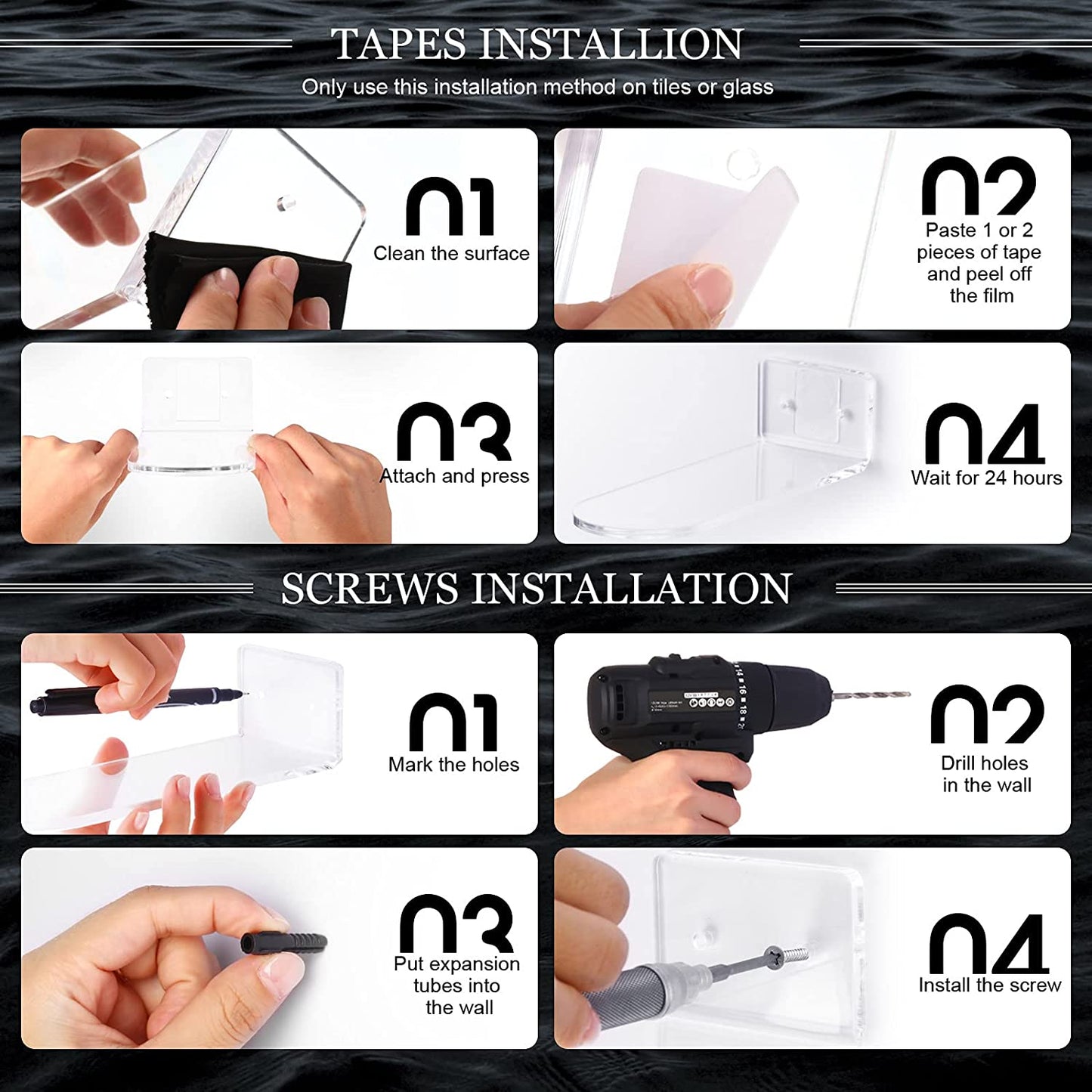 12-Piece Floating Shoe Display Stand for Wall Mount Including Acrylic Floating Sneaker Stand Shoe Rack with Phillips Screws, Extension Tube and Tape