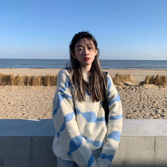 Autumn Winter Sweater Women Loose Casual Female Students Fashion Round Neck Outer Wear Wild Thick Knit Sweater