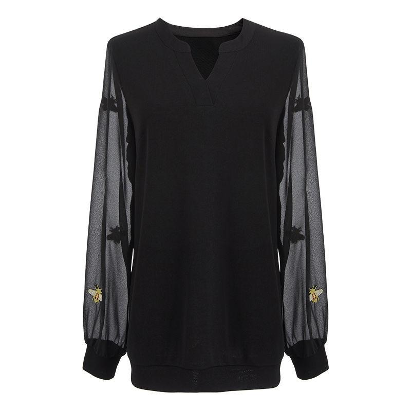 Large Size Chiffon Shirt Women's Spring and Summer Embroidered Loose Blouses