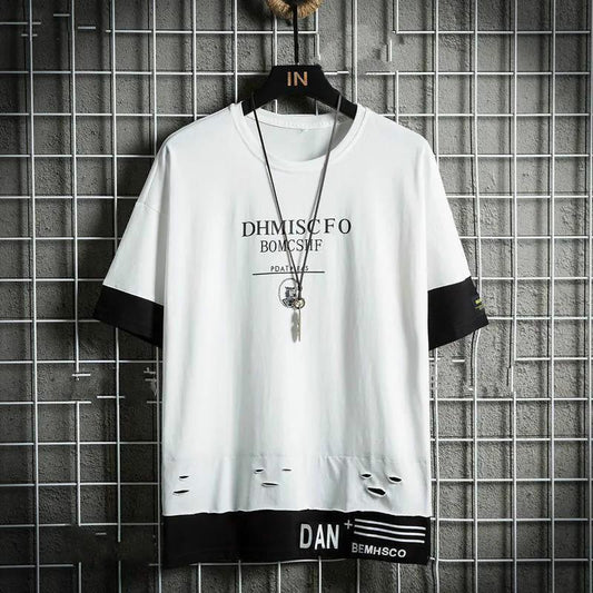 Short-sleeved Men's Summer Loose Original Five-point Sleeve Ins Short-sleeved T-shirt Male Handsome Five-point Sleeve Tide