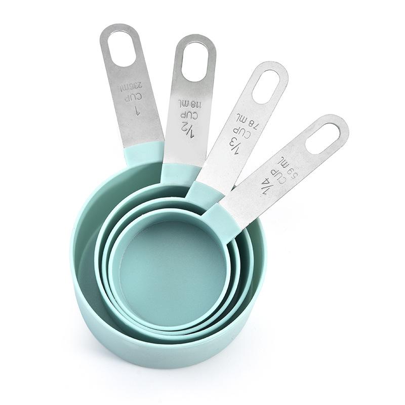 4Pcs/Set Measuring Cup Flour Cake Baking Container Stainless Steel Handle Kitchen Gadgets Pot