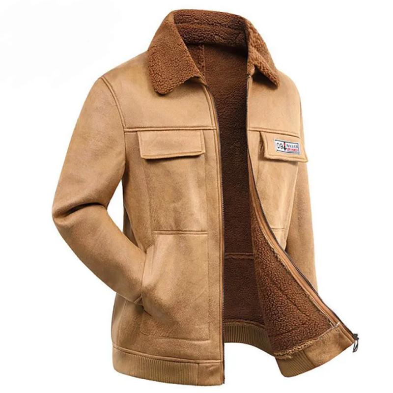 Autumn and Winter Jackets Plus Fur and Plus Velvet Trend All-match Leather Jacket Jacket Men's Lamb Fur Coats