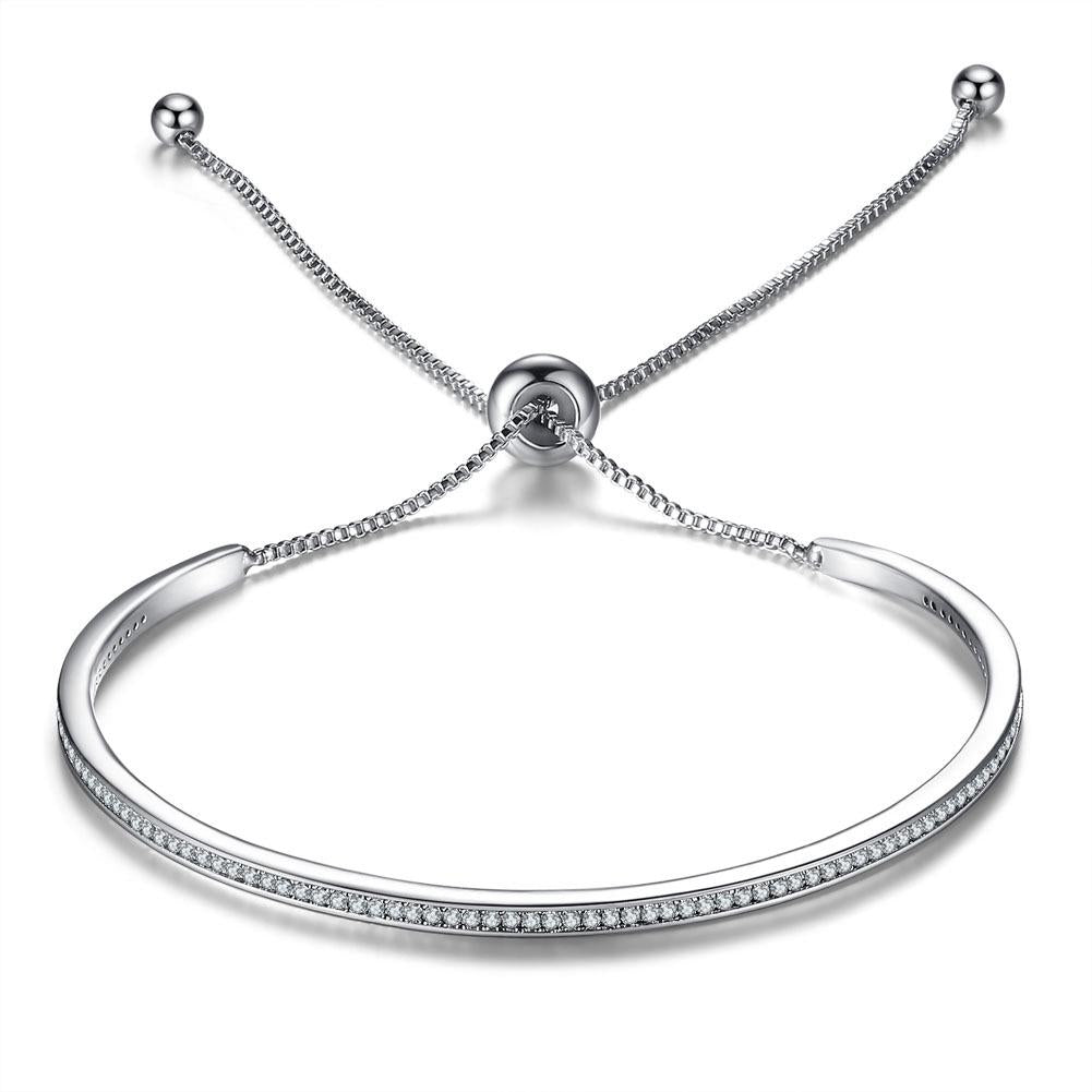3 Colors Adjustable Small Shining Zircon Bracelet Fine Chain Cuff Bracelets for Valentine's Day Gift