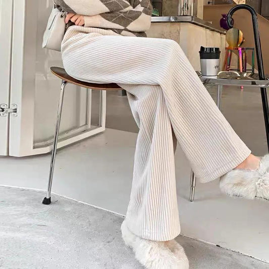 Corduroy Wide-leg Pants Women's Small Fall/winter Drape Loose High-waist Casual Sports Mopping Pants Western-style Straight-leg Pants