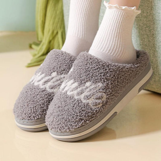 Autumn and Winter Pure Cotton Slippers Indoor Non-slip Soft-soled Shoes Warm Simple Plush Cotton Shoes
