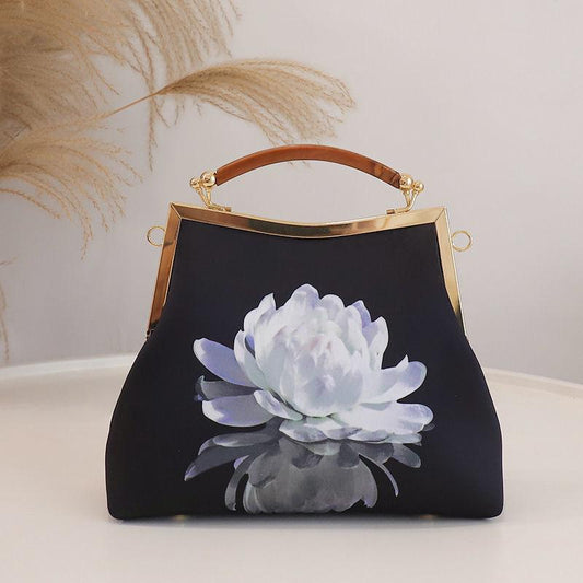 Ethnic Style Women Printing Handbag Messenger Dual Purpose Exquisite High Quality Elegant Doctor Bag Evening Banquet Bag