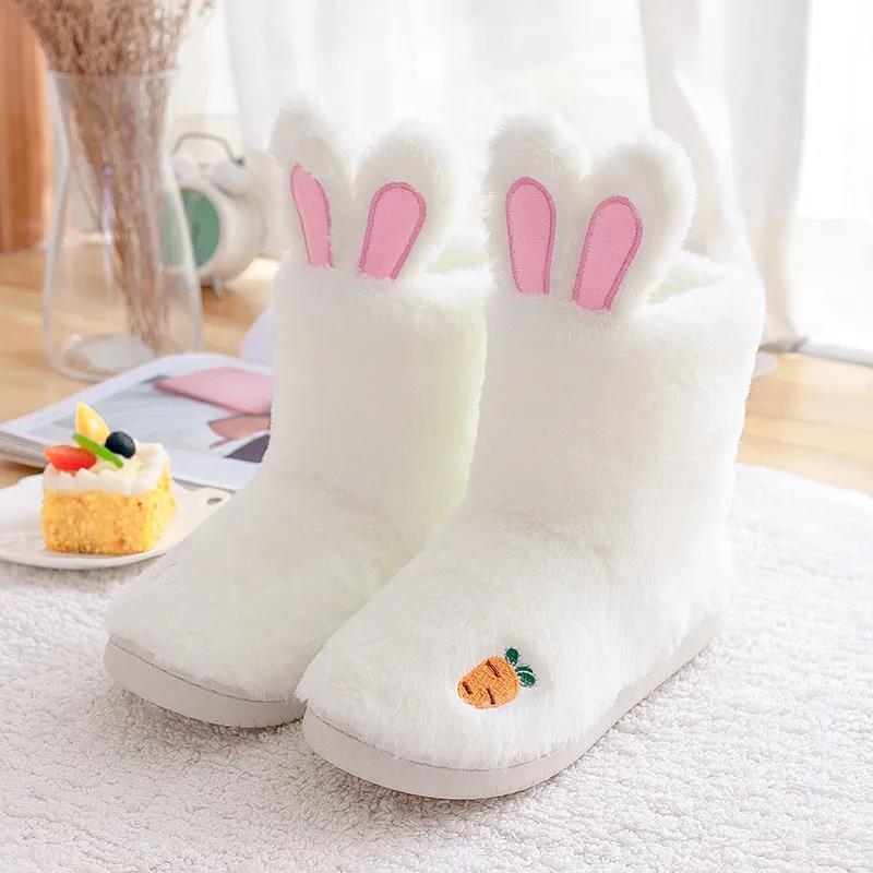 High-top Cotton Slippers Female Bag with Winter Indoor Home Shoes Autumn and Winter Thick Cute Plush Thick Bottom Non-slip