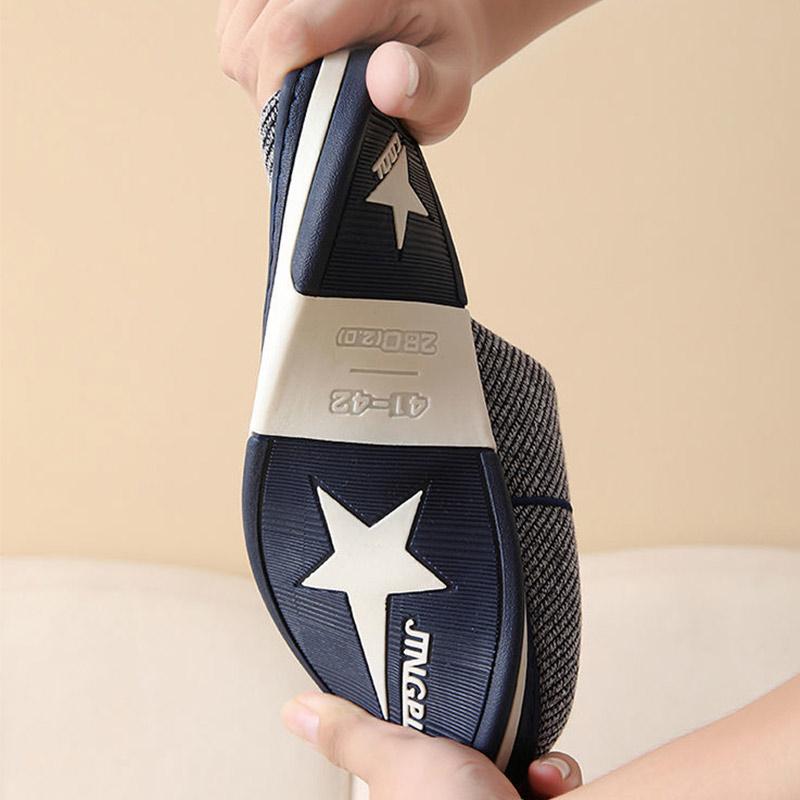 Household Cotton Slippers Men's Home Autumn and Winter Thick Bottom Non-slip Indoor Warm Plush Shoes