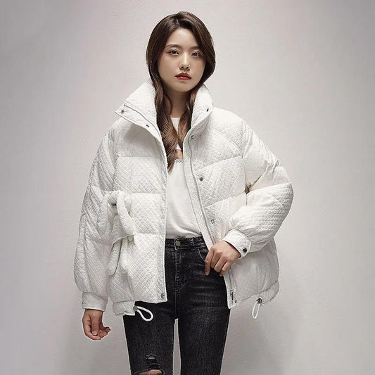 Down Padded Jacket Women Winter Bunny Stand-up Collar Loose and Thin Thick Padded Jacket