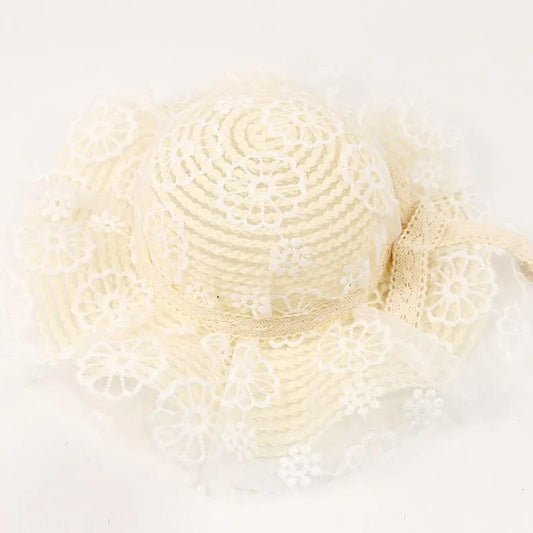 Girl Cute Bow Lace Sun Hat Summer Outdoor Sunscreen Hat for Kids Girls Big Brim Fisherman Hat Beach Anti-UV Protective Cool Hat