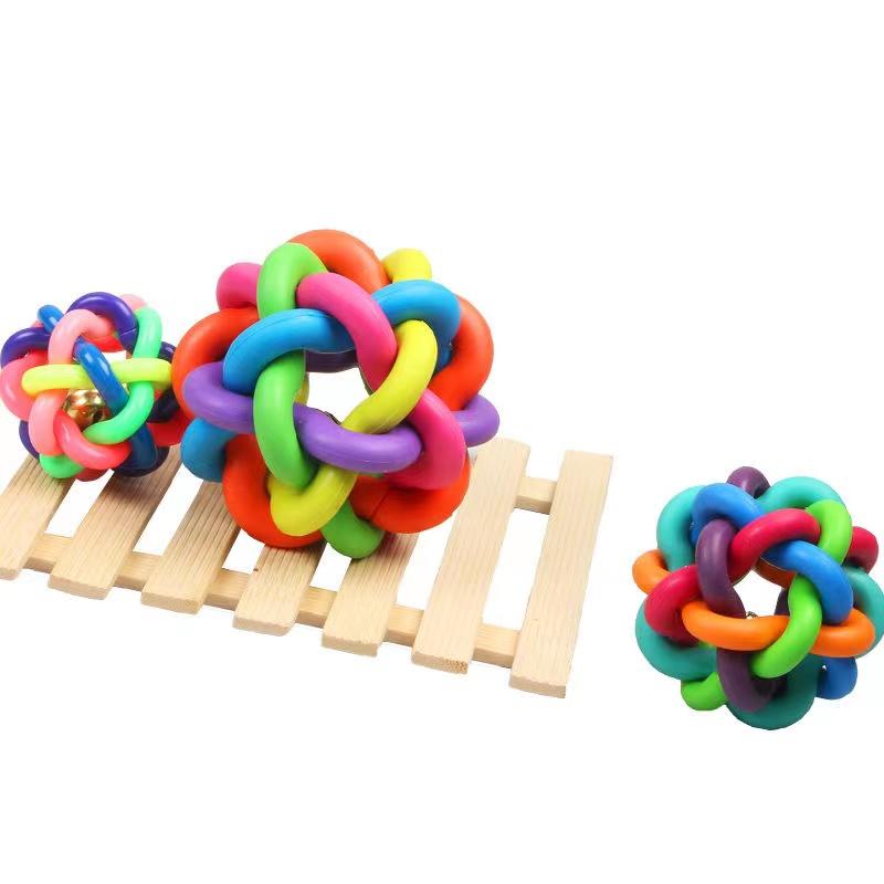 Molar Teeth Sound Bite-resistant Rope Ball Cat Pet Products Toys Teddy Puppy Dog Toys Pet Supplies Multicolor Braided Bell Ball Cat Play Tools