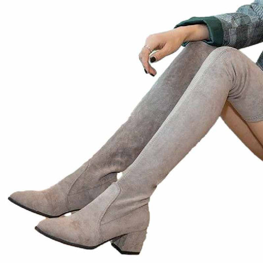 Over-the-knee Boots Women's Autumn and Winter High-heeled 5cm Stovepipe Boots Long Tube Women's Boots All-match Boots