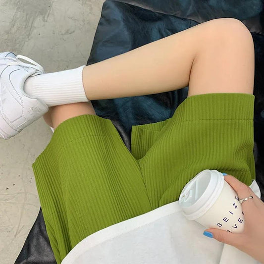 Five-point Shorts Women's Summer Wear Wide-leg Pants Loose Straight Casual Plus Size Pants Sports Thin Fitness Home Pants