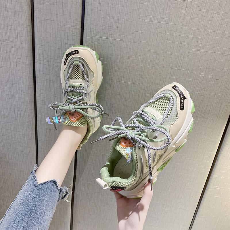 Women Platform Chunky Sneakers Lace-up Casual Vulcanize Shoes Luxury Designer Colorful Dad Sneakers