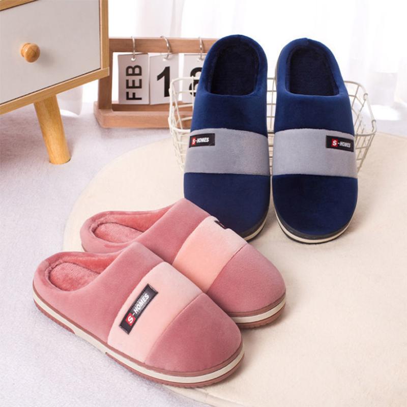 Fall and Winter Men's and Women's Cotton Slippers Indoor Warm Flat Shoes Dirt-resistant and Durable