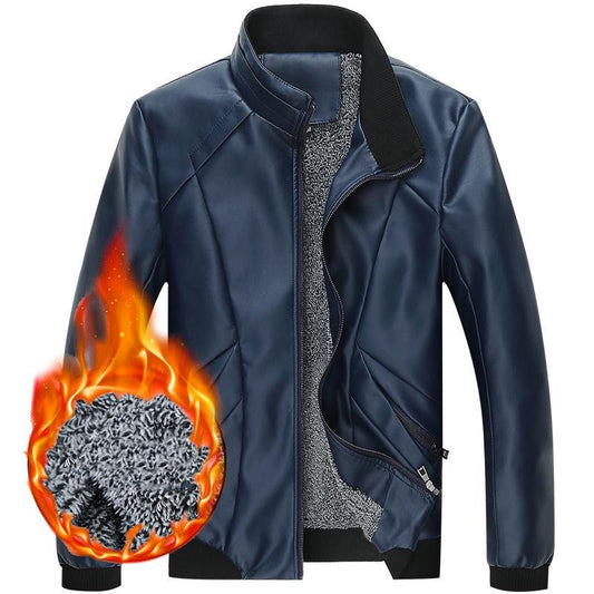 Jacket Men's Autumn and Winter Leather Men's Plus Velvet Thickened Plus Size Trendy Leather Jacket
