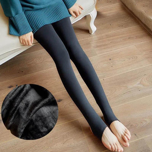 Autumn and Winter Wear High-waist Fake Translucent Seamless Leggings Plus Velvet Thickening Warmth Flight Attendant Gray Translucent Pantyhose Women