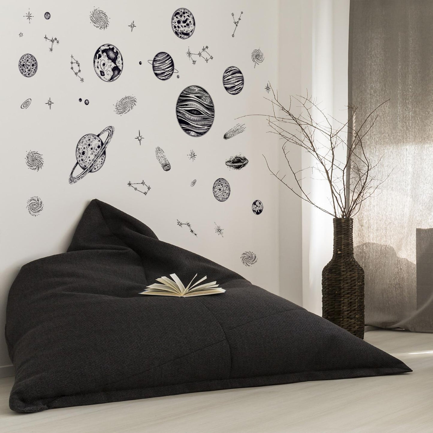 New Europe Style Cartoon Cosmic Planet Galaxy Wall Sticker For Kids Room Learning Outer Space For Li